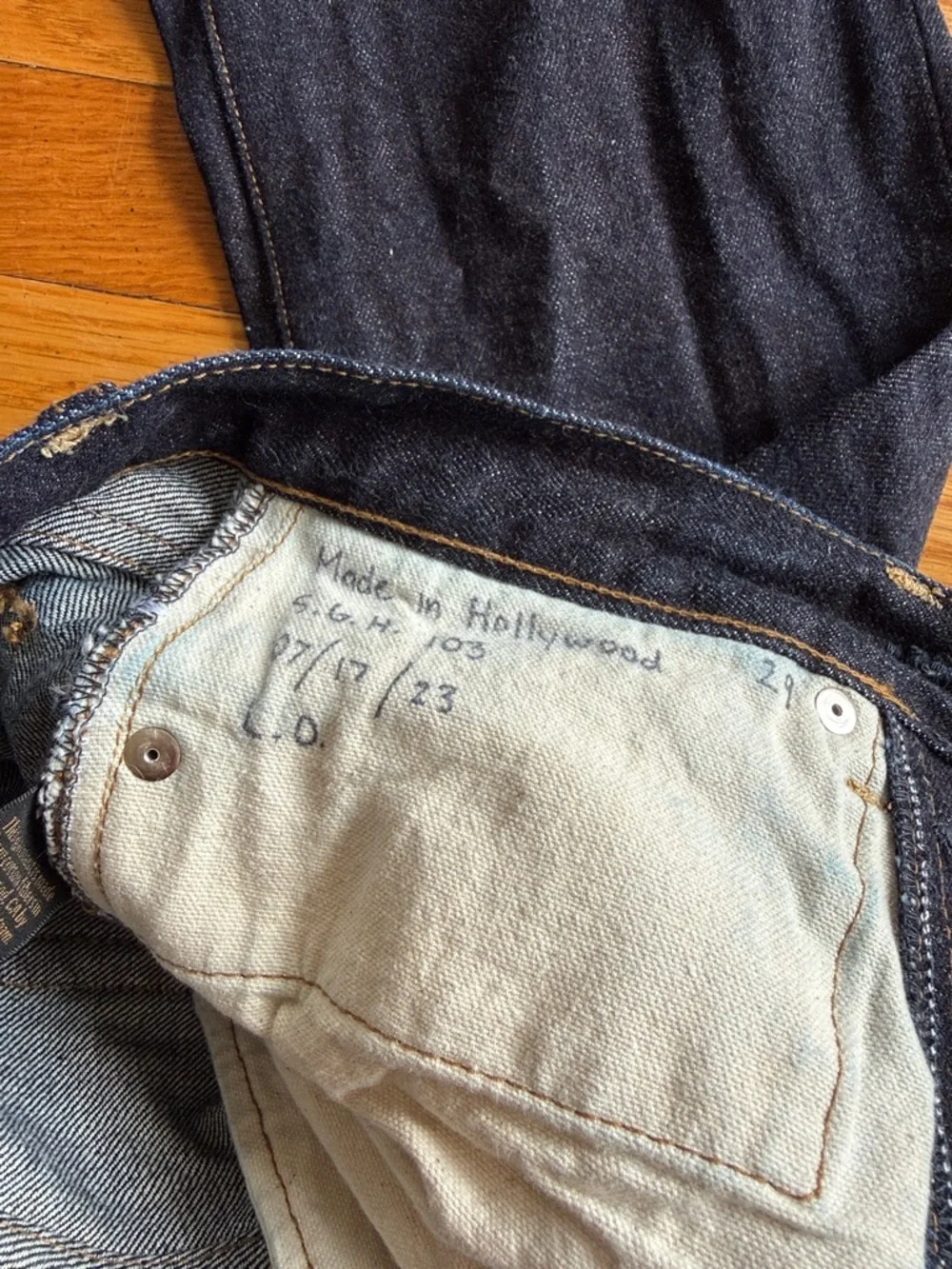 Schaeffers Garment hotel indigo blue denim wash handmade in Hollywood jeans 29 - Picture 8 of 10